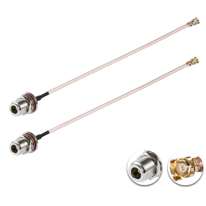 POBADY 2PCS U.F.L1 to N Type Female Low Loss Coaxial Cable 6" /15CM U.F.L1 RG178 Coaxial Pigtail Cable for Wireless Routers Mini PCIE Network Cards PCI Wi-Fi WAN Repeater - Image 1